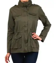 Iris Army Green Military Type Jacket Hooded Adjustable Waist