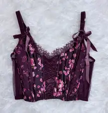 Victoria’s Secret Floral Lace Corset Top with Bows