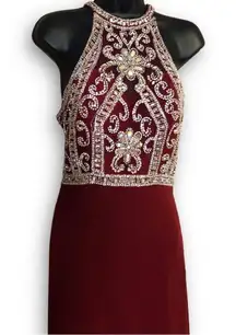 Clarisse  2807 Marsala Maroon Burgundy Silver Prom Dress