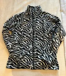 Zebra Print Zip Up Fleece Jacket