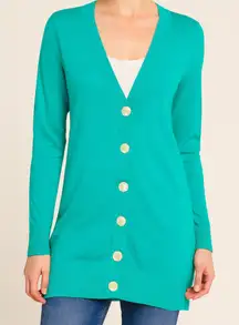 White + Warren Long V Neck Cardigan in Spray