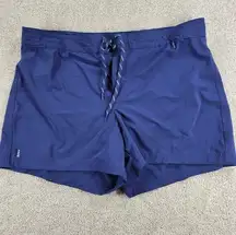 Lands End Womens Board Swim Shorts 20 Blue Drawstring Stretch Pool Beach Summer