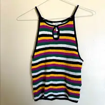 rainbow stripe cropped retro knit sweater tank top NWT NEW