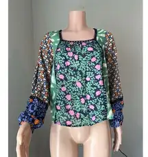 Anthropologie Maeve Shirt XS Ceresco Boho Peasant Floral Striped Hippie Tunic