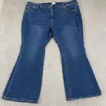 Eloquii The Flare Jean Women 24 Blue Dark Wash Wide Leg Denim