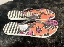 HAVAIANAS Slim Floral Stripe Flip Flops Thong Sandals 39/40 EUR 41/42 USA 9 / 10