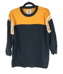 UNIF Womens Randall Sweater Tee Colorblock Black Yellow S