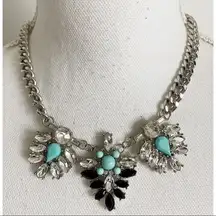 AE • Silver Black Teal Gemstone Statement Necklace