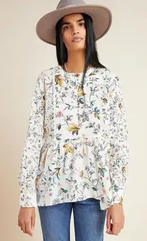 512. By Anthropologie floral western boho style peasant blouse size medium
