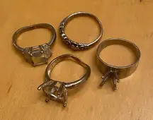 Silver Ring Set with Stone Settings