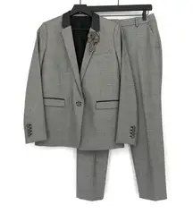 The Kooples NWT  Wool Suit Leather Trim Grey 36 / S