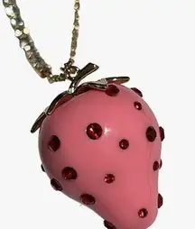 NWT Betsey Johnson Pink Strawberry with red rhinestones long necklace