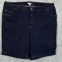 Woman Within Plus Size Denim Shorts Bermuda Style Dark Wash Size 20W