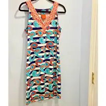 Tracy Negoshian Paisley Dress Striped‎ Sleeveless Casual Dress Size S