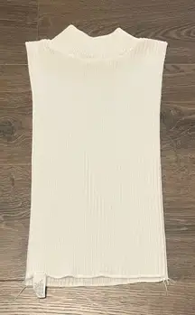 Vintage Ribbed White Ivory Dicky Turtleneck, One Size