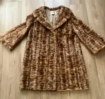 Vtg Weinberg Furs Genuine Mink Coat Outwear Brown Ruffled Texture Silk Lining