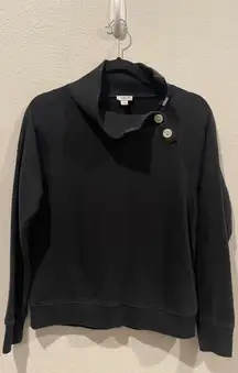 Tartan Wide Button-Neck Pullover Sweatshirt