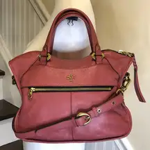 orYANY Dusty Rosy Tumbled Leather Top Handle Crossbody Strap Satchel