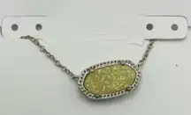 NWT Kendra Scott yellow druzy silver plated chain necklace.