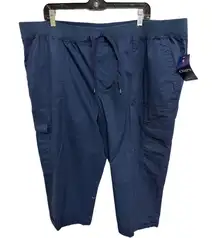 Chaps Pullon Cropped Cargo Navy Blue Pants Plus Size 2X NWT Casual Active