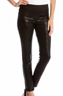 Karen Kane Women's Black Faux Leather Snakeskin Print Jeggings Size Small Sexy