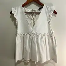 - White cotton babydoll ruffle top. Size XS