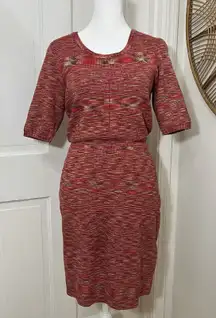 Phoebe Couture M Knit Pink‎ Multi Stretch Knit Dress Career Office Classic