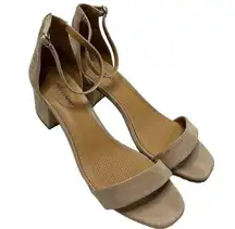 Beige Tan Nude Strap Chunky Low Heel Open Toe