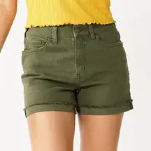 High rise midi Shorts juniors 11 Denim green summer new