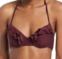 Kate Spade  Bikini Top Beach Swim Ruffle Size Deep Cherry Resort Vista Small NWT