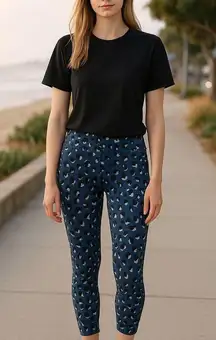 Marika Sport leopard print blue and pink leggings with black & white accents