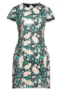 Rachel Zoe Sonia Floral Print Sequin Sheath Dress Open Back Party Festive Size 6