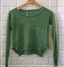 FP Beach green alpaca linen crop sweater
