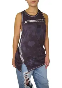 3.1 Phillip Lim Acid Wash Eyelet Racerback Tank Medium Gray Tie Dye Casual Med