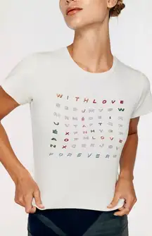 With Jean Cream Graphic T Shirt Womens Size S Cotton Short Sleeve Tee