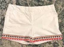Cynthia Rowley Shorts White Multicolor Embroidered Size 2‎ Coastal Preppy EUC