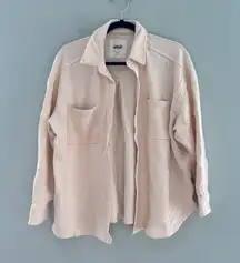 Aerie Cream Long Sleeve Button Shacket
