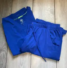 Healing Hands Galaxy/Cobalt scrubs 2X top, 2X bottoms