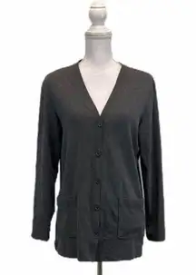 Lands End Gray Button Down Small Sweater