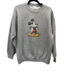 Disney Store Mickey Mouse Sweatshirt Grey Size Large Crewneck Cotton/Polyester