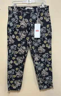 CELEBRITY PINK Mom Jeans Floral Print High Rise Cropped Distressed Size 11 30