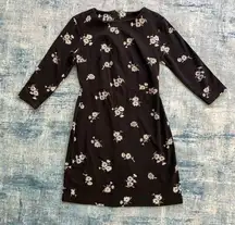 Old Navy Black White Gray Long Sleeve Floral Print Dress Size Small