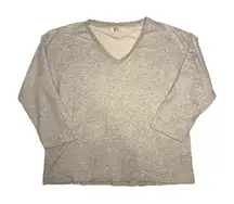 Zara Home Women's Quarter Sleeve Grey V Neck Shirt Size Medium 100% Cotton