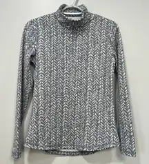 J Mclaughlin Isles Top XS NWT $178 1/4 Zip Long Sleeve Acadia Gray‎ White