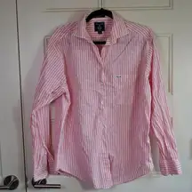 Façonnable Women's Button Down in Pink Stripe Size M 100% Cotton Made in USA