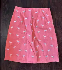 Talbots 100% Cotton Salmon Flamingo Print Skirt Size 2P