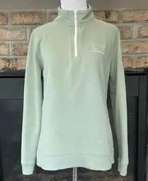 VINEYARD VINES Pullover 1/4 Zip Sage Green Pale Pink Whale Size Medium