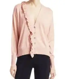 Cinq A Sept Tous Les Jours Gaetana Cardigan Womens Size L Ruffle Light Pink