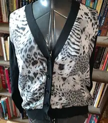 Torrid 1x zebra cheetah semi sheer front black cardigan