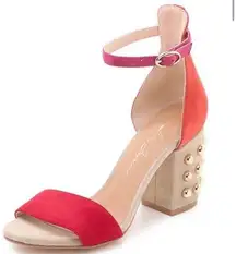 Isa Tapia Suede Studded Colorful Block Heels